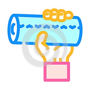 hand holding paper towel roll color icon vector illustration