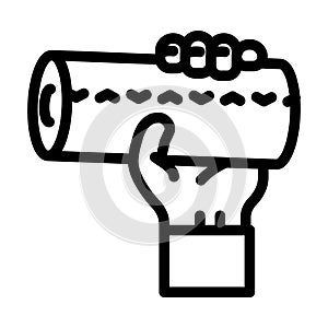 hand holding paper towel roll line icon vector illustration