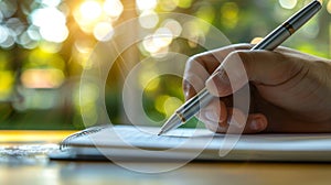 The hand holding pen.AI generated image