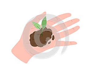 Hand holding plant stem vector concept