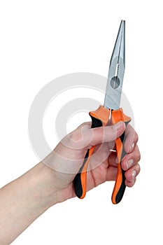 Hand holding pliers