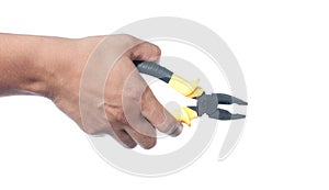 Hand holding pliers
