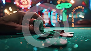 The Hand Holding Poker Chips.AI generated image