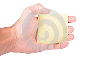 Hand Holding Post It