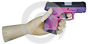 Hand Holding Purple Handgun