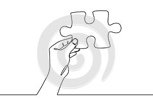 Hand holding puzzle part vector illustration