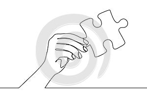 Hand holding puzzle part vector illustration