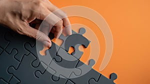 The Hand Holding Puzzle Piece. AI generated