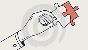 Hand Holding a Puzzle Piece, Problem Solving Element, vector design Generative AI