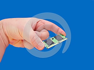 Hand holding RAM memory