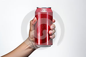 A Hand Holding A Red Can Of Soda