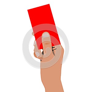 hand holding red card isolated white background