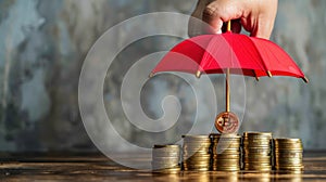 The red umbrella over bitcoin.AI generated image