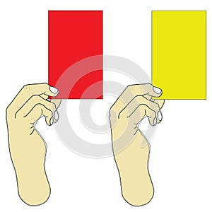 Hand holding red and yellow card