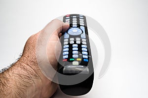 Hand Holding Remote Control