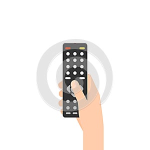 Hand holding remote control