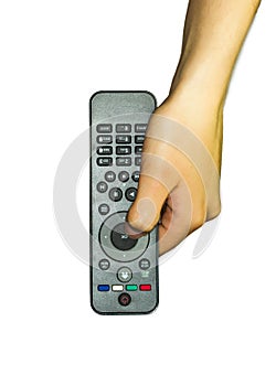 Hand Holding a Remote Controller