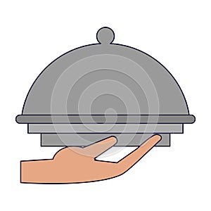 Hand holding restaurante bell dome