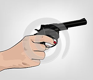 Hand holding revolver