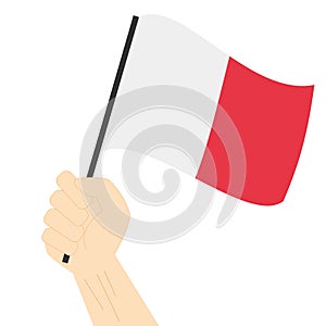 Hand holding and rising the maritime flag to represent the letter H Vector Illustration