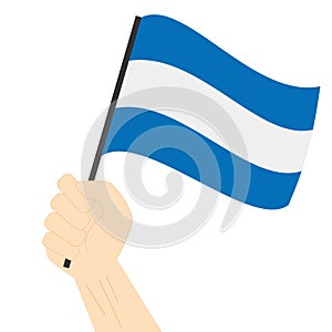 Hand holding and rising the maritime flag to represent the letter J Vector Illustration