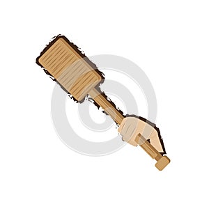 hand holding rowing wooden doodle