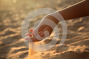 Hand holding sand