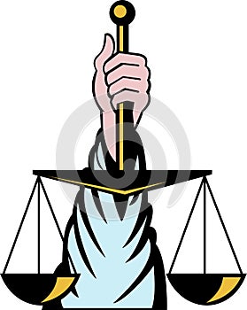 Hand holding scales of justice