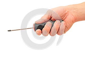 Hand holding screwdrive