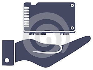 Hand Holding Semiconductor Computer Component Solid State Drive Technology