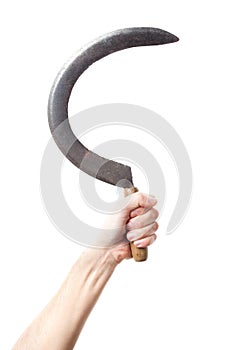 Hand holding a sickle photo