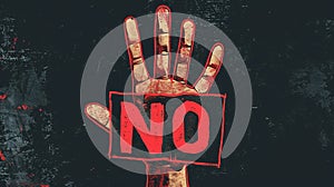 Hand Holding Sign Saying No, Powerful Gesture Against Something or Someone photo