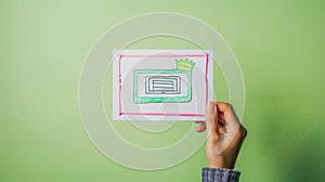 A hand holding drawing.AI generated image