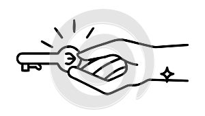 Hand Holding a Skeleton Key, Access Concept, vector design Generative AI