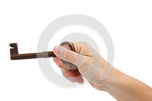 Hand holding skeleton key