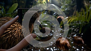 Person taking photo of kiwi