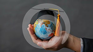 The globe with graduation cap.AI generated image