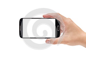Hand holding smart phone (Mobile Phone)