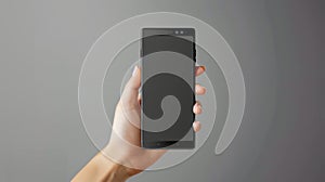 The hand holding smart phone mockup and screen are transparent, with clipping paths isolated for an Infographic Business