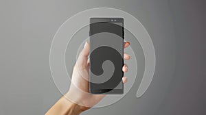 The hand holding smart phone mockup and screen are transparent, with clipping paths isolated for an Infographic Business photo