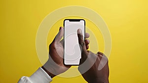 The hand holding smartphone.AI generated image photo