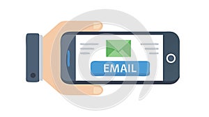 Hand Holding Smartphone with Email Interface Vector Art, vector design Generative AI