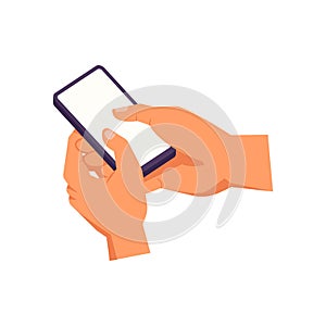 Hand holding smartphone, gestures use