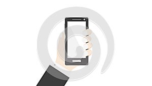 Hand holding smartphone icon commerce concept businesss