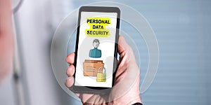 Personal data security concept on a smartphone