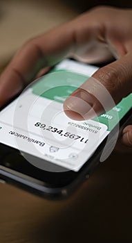 Hand holding smartphone with phone number