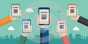 Hand holding smartphone / QR code payment