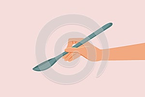 Hand Holding a Spoon Vector Cartoon illustration Background