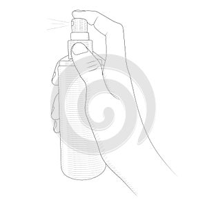 Hand holding spray bottle