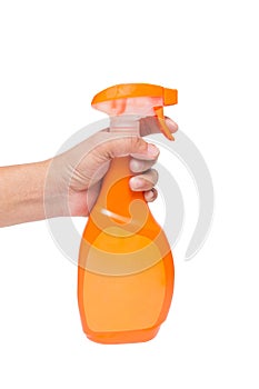 Hand holding a spray bottle